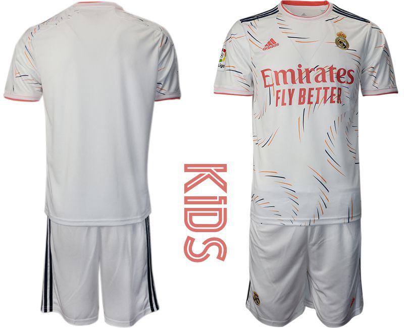 Youth 2021-2022 Club Real Madrid home white blank Adidas Soccer Jersey